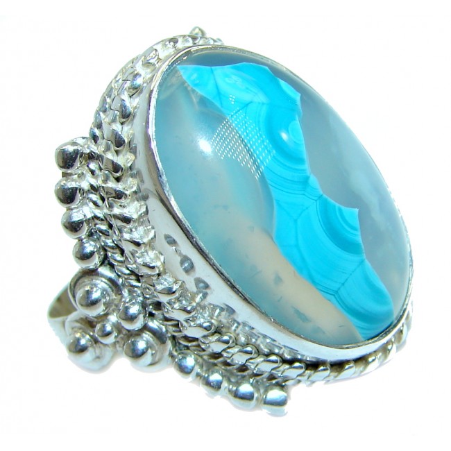 Natural Agate .925 Sterling Silver ring s. 8 1/4