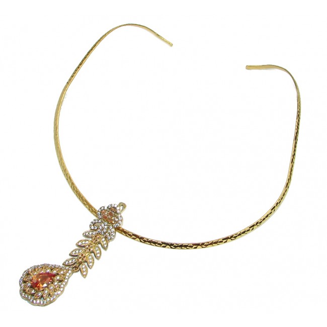 Victorian Style Golden Quartz Sterling Silver handmade necklace
