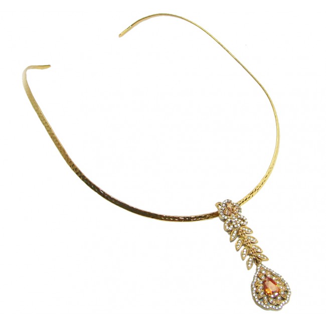 Victorian Style Golden Quartz Sterling Silver handmade necklace