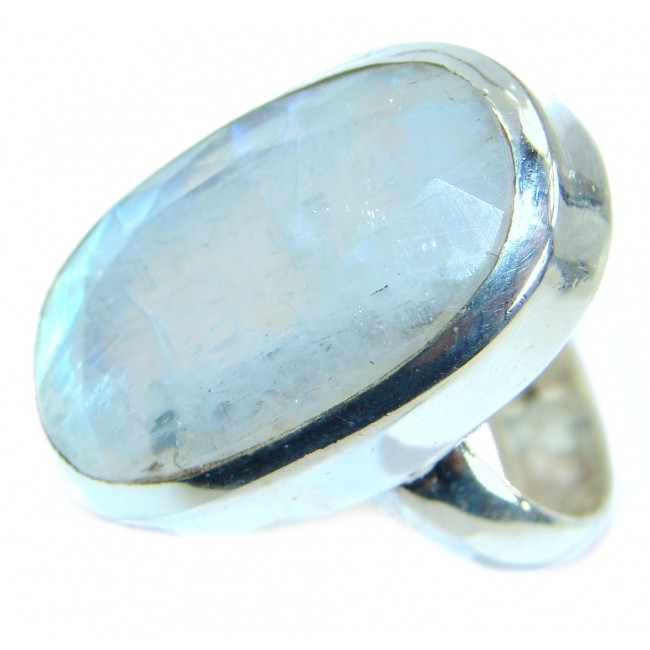 Great Fire Moonstone Oxidized Sterling Silver handmade ring size 8