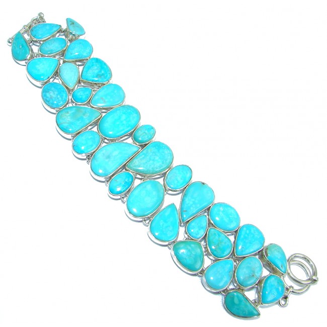 Large Sleeping Beauty Turquoise .925 Sterling Silver handmade Bracelet