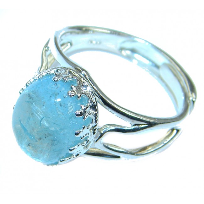 Passiom Fruit Natural Aquamarine 10 ct. Sterling Silver Ring s. 7 adjustable