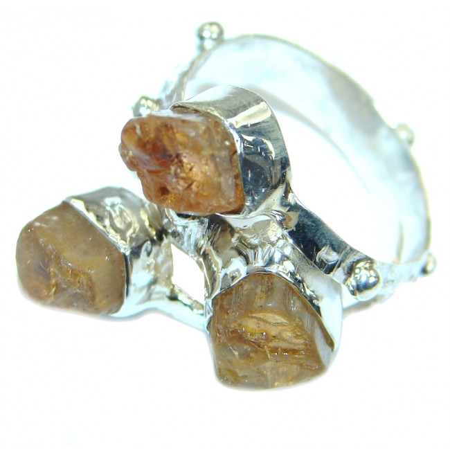 Artisan Rough Citrine .925 Sterling Silver Ring s. 7