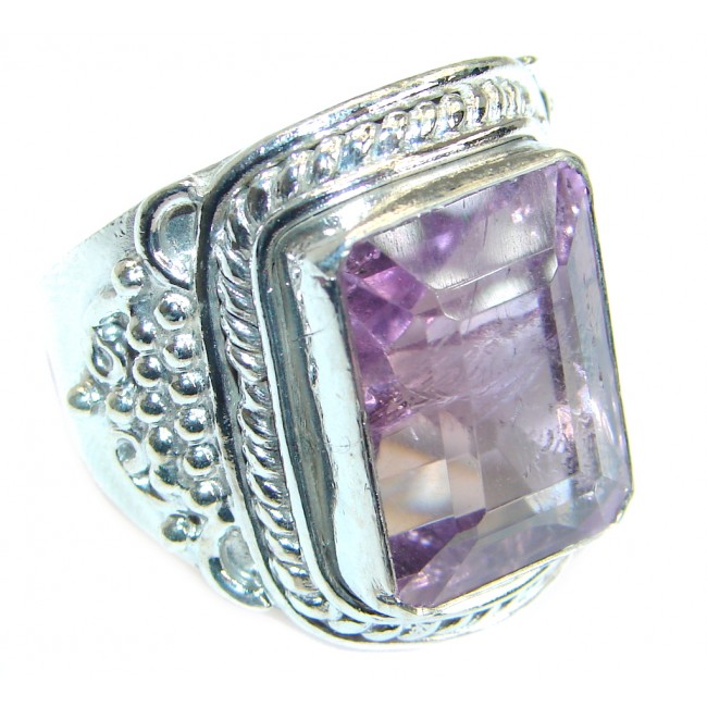 Vintage style Unique Style Amethyst .925 Sterling Silver ring; s. 12