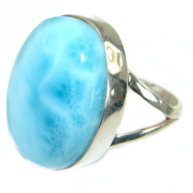 Genuine Larimar .925 Sterling Silver handcrafted Ring s. 7 1/2