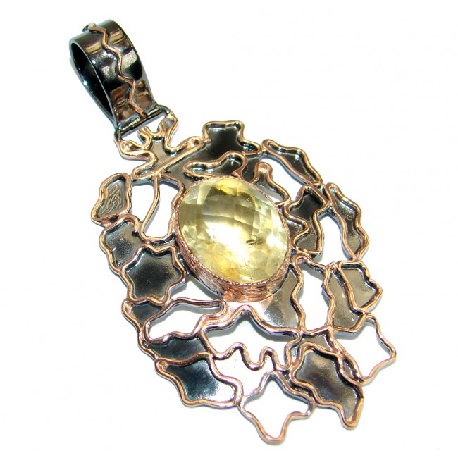 Large Power Magic Genuine Citrine 18ct Gold over .925 Sterling Silver handcrafted pendant