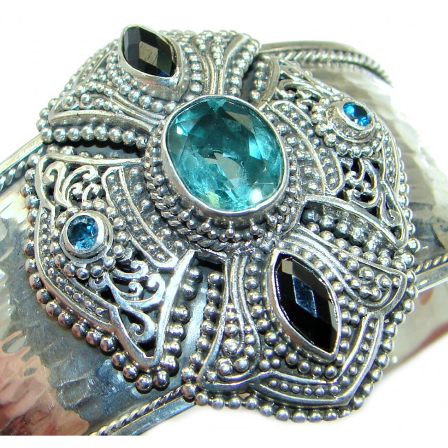 Real Treasure Genuine Fluorite .925 Sterling Silver handcrafted Bracelet / Cuff