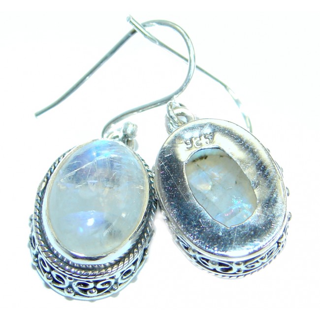 Stylish Fire Moonstone .925 Sterling Silver handmade earrings