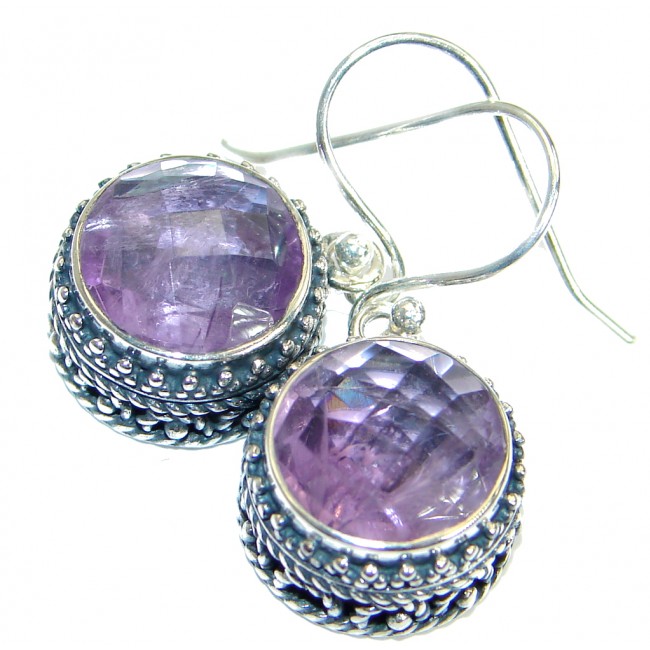 Rich Design Authentic Amethyst .925 Sterling Silver handmade earrings