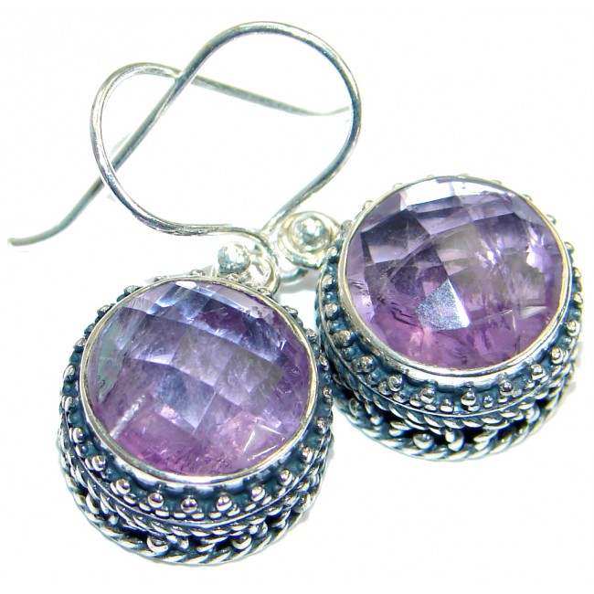 Rich Design Authentic Amethyst .925 Sterling Silver handmade earrings