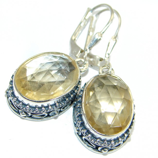 Stylish genuine Citrine .925 Sterling Silver handmade earrings