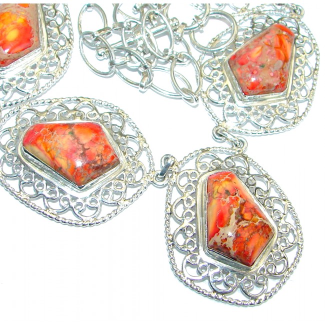 Stella Orange Sea Sediment Jasper .925 Sterling Silver handmade necklace