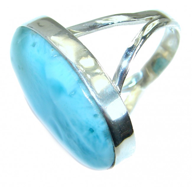 Genuine Larimar .925 Sterling Silver handcrafted Ring s. 8