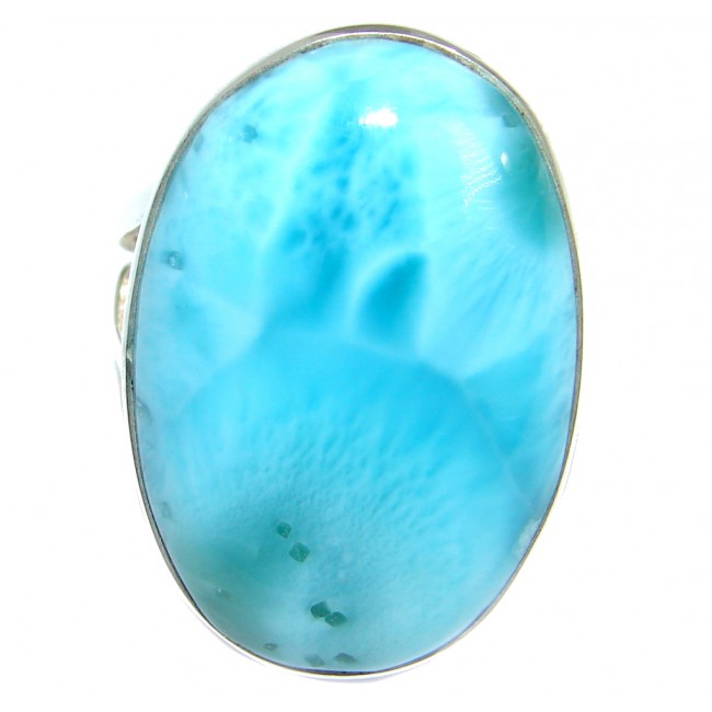 Genuine Larimar .925 Sterling Silver handcrafted Ring s. 8