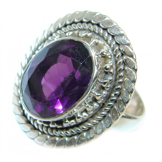 Vintage style Unique Style Amethyst Sterling Silver ring; s. 7
