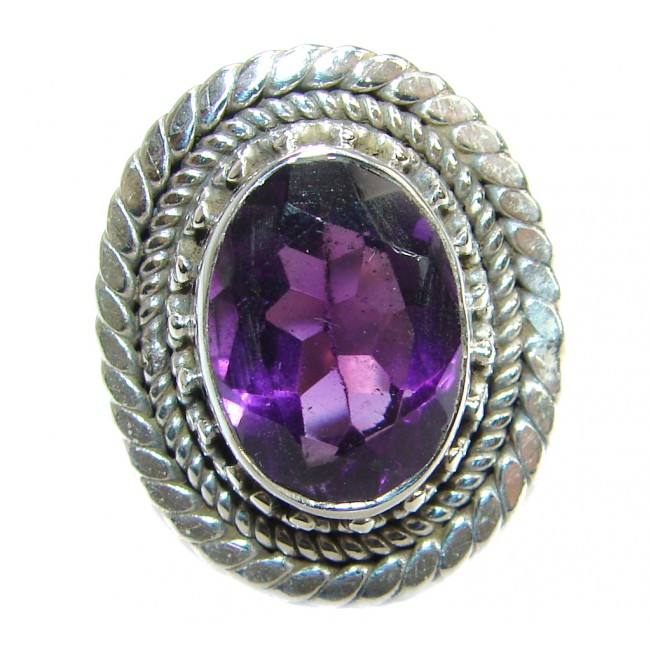 Vintage style Unique Style Amethyst Sterling Silver ring; s. 7
