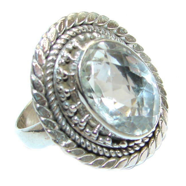 Vintage Style White Topaz .925 Sterling Silver handmade Ring s. 7 1/4