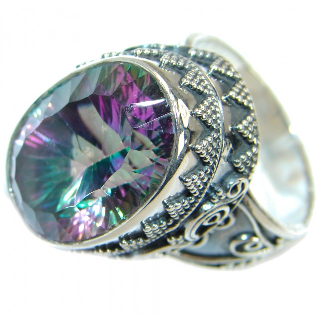 Bold Exotic Magic Topaz .925 Sterling Silver handmade Ring s. 8