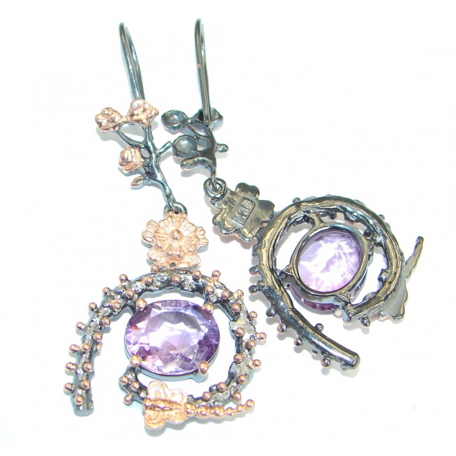 Perfect Amethyst Rose Gold over .925 Sterling Silver handmade earrings