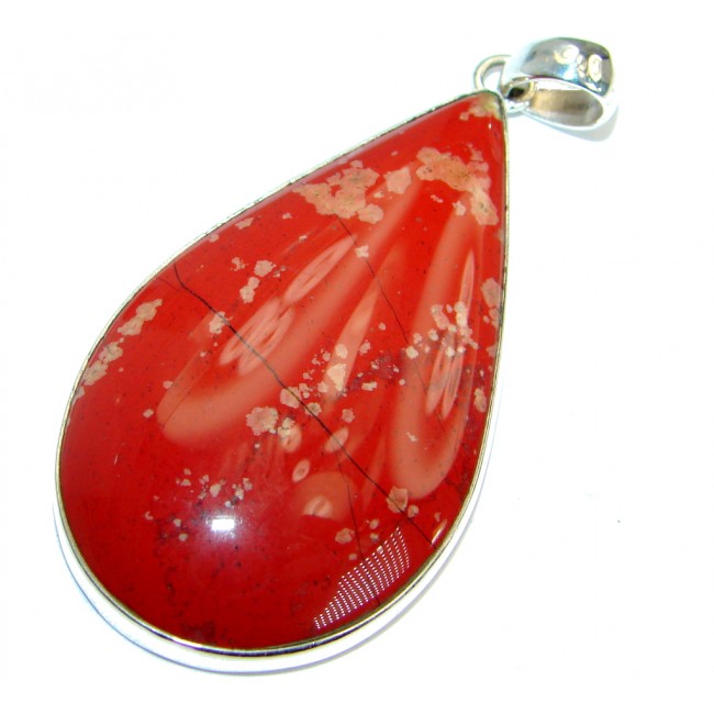 Fabulous Red Jasper oxidized .925 Sterling Silver handmade Pendant