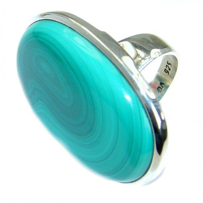 Natural great quality Malachite .925 Sterling Silver handcrafted ring size 7