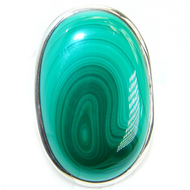 Natural great quality Malachite .925 Sterling Silver handcrafted ring size 7