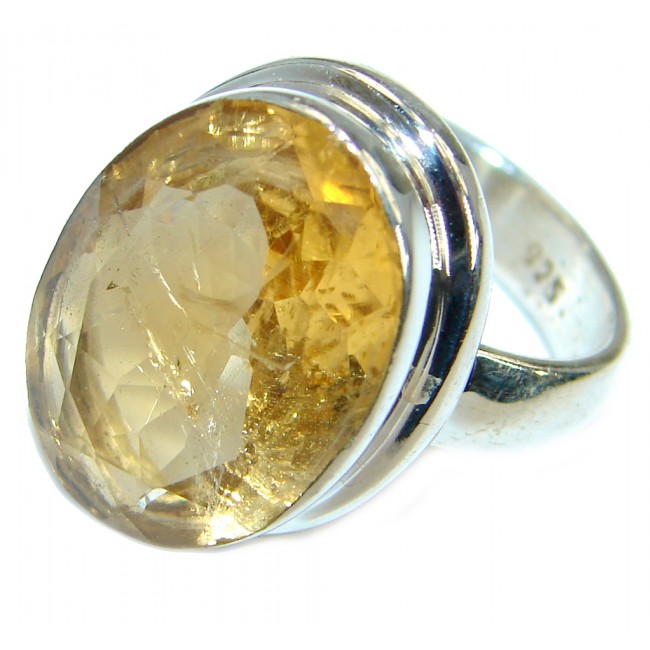 Energazing faceted Citrine .925 Sterling Silver handmade Cocktail Ring size 6 1/4