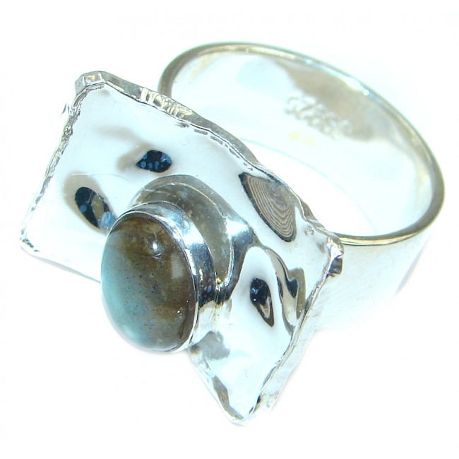 Blue Fire Labradorite .925 Sterling Silver handmade ring size 7