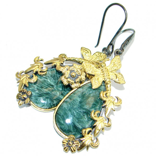 Genuine Seraphinite Gold over .925 Sterling Silver handmade earrings