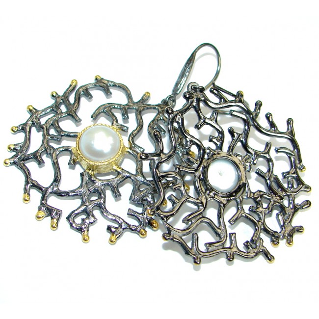 Huge Baroque Beauty fresh water Pearl .925 Sterling Silver handmade earrings