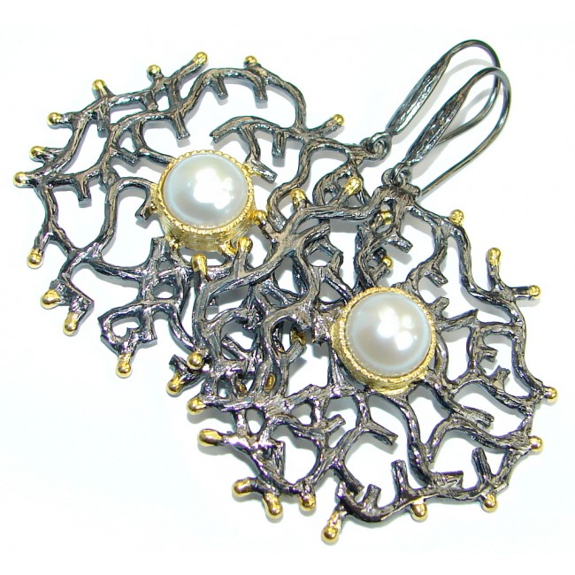 Huge Baroque Beauty fresh water Pearl .925 Sterling Silver handmade earrings
