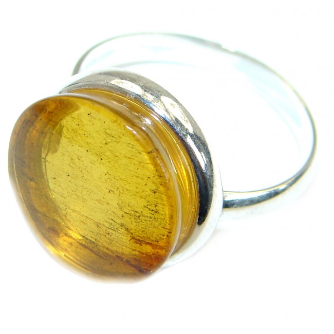 Genuine Baltic Amber Sterling Silver handmade Statment Ring size 9