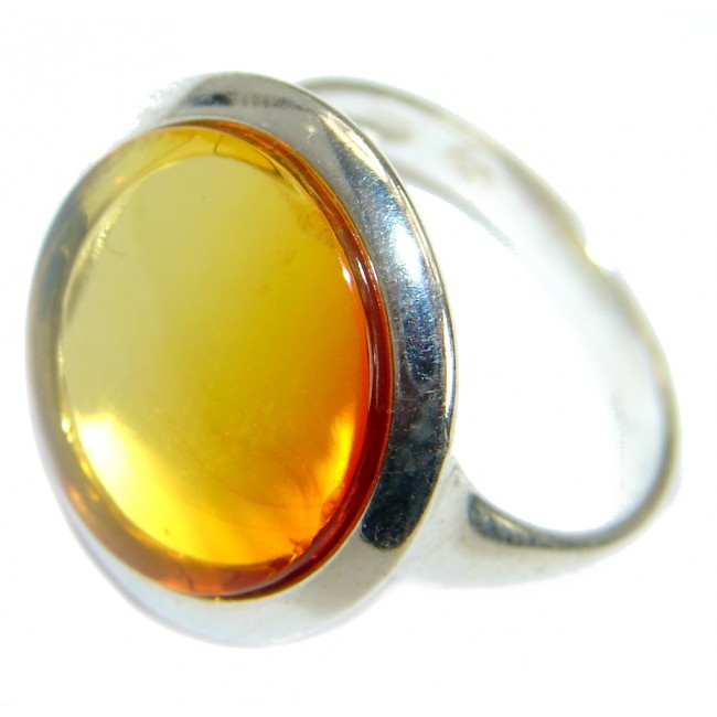 Genuine Baltic Amber Sterling Silver handmade Statment Ring size 7 1/2