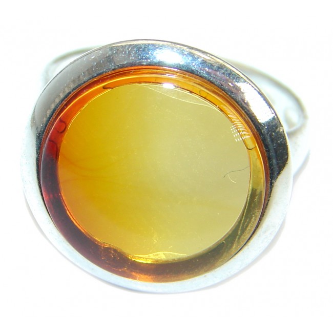 Genuine Baltic Amber Sterling Silver handmade Statment Ring size 7 1/2