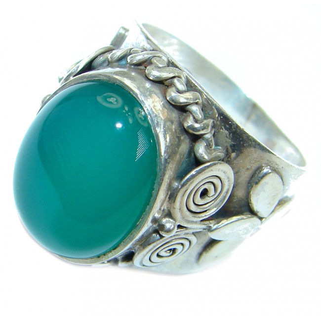 Natural Agate .925 Sterling Silver handmade Ring s. 8 1/4