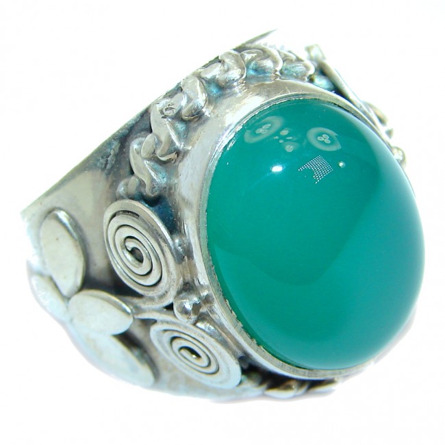 Natural Agate .925 Sterling Silver handmade Ring s. 8 1/4