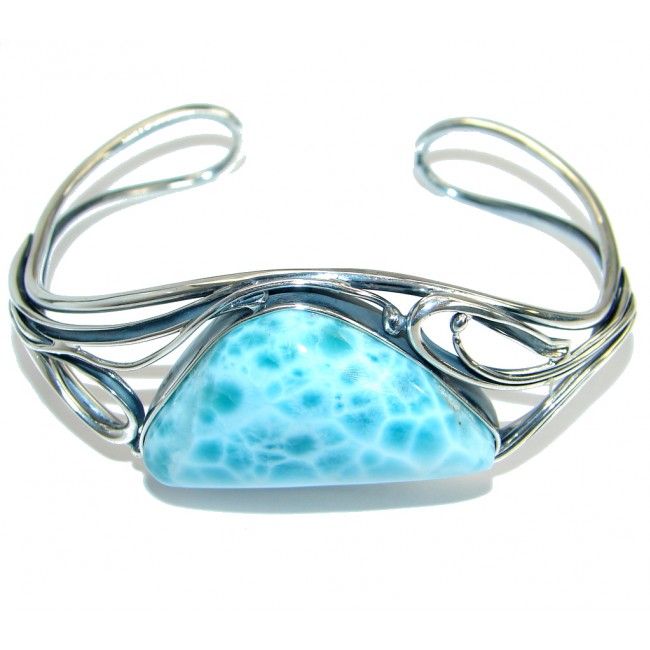 Top quality Blue Larimar Oxidized highly .925 Sterling Silver handmade Bracelet / Cuff