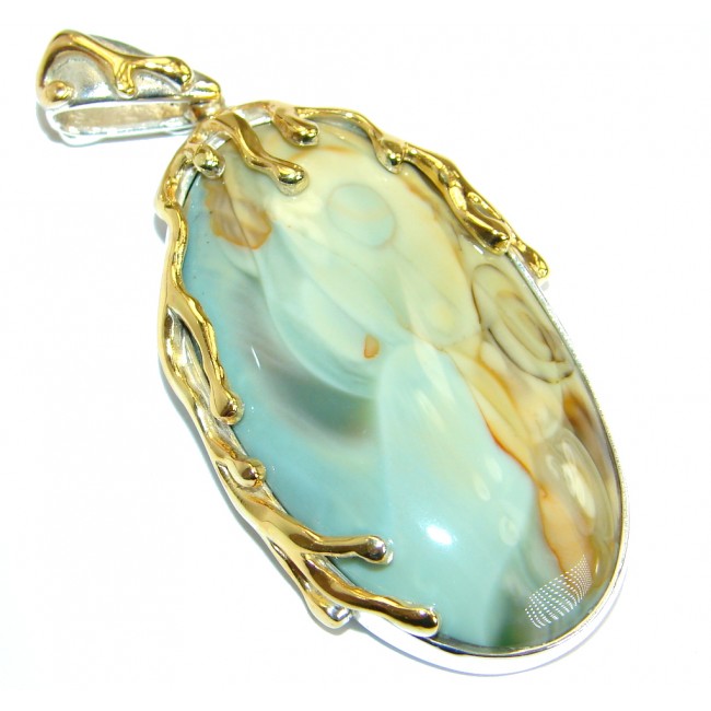 Great quality genuine Imperial Jasper 18ct Gold over .925 Sterling Silver handmade Pendant