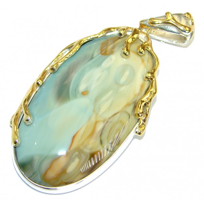 Great quality genuine Imperial Jasper 18ct Gold over .925 Sterling Silver handmade Pendant