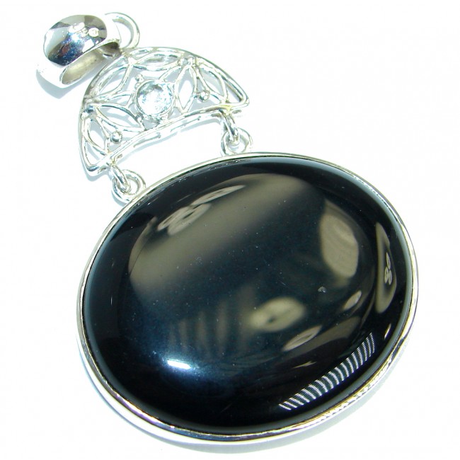 Genuine Black Onyx .925 Sterling Silver handmade Pendant