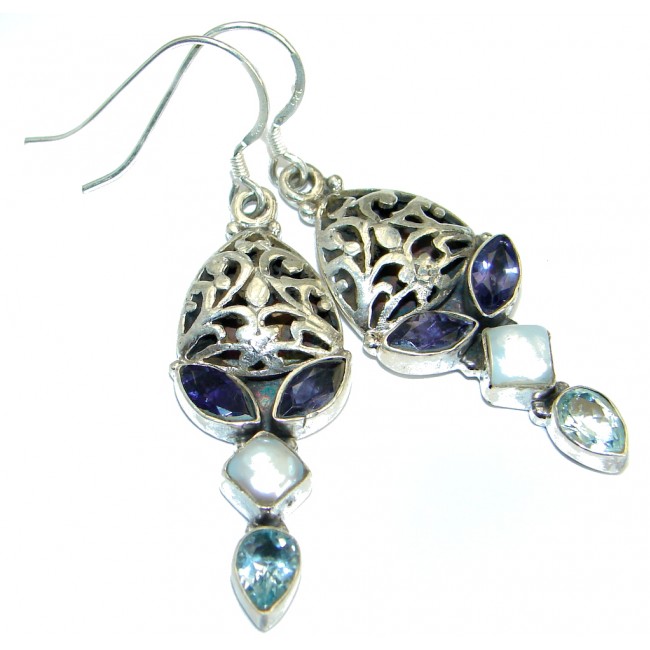Secret Beauty Purple Iolite .925Sterling Silver earrings