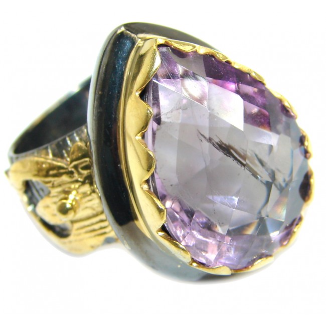 Amazing genuine Amethyst Gold Rhodium over .925 Sterling Silver ring s. 8 1/2