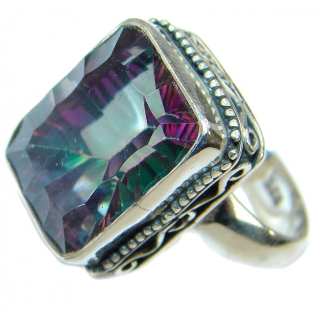Bold Exotic Magic Topaz .925 Sterling Silver handmade Ring s. 8