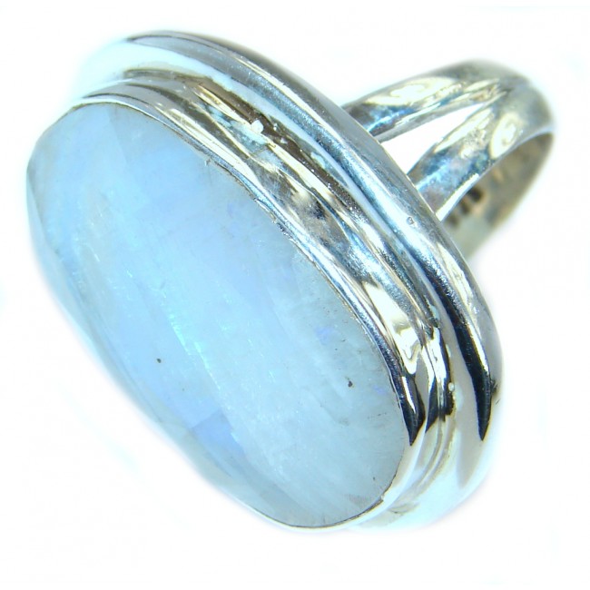 Great Fire Moonstone Oxidized .925 Sterling Silver handmade ring size 8