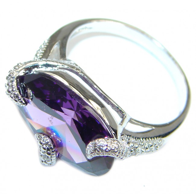 Magic Cubic Zirconia .925 Sterling Silver handmade Ring s. 7 1/4