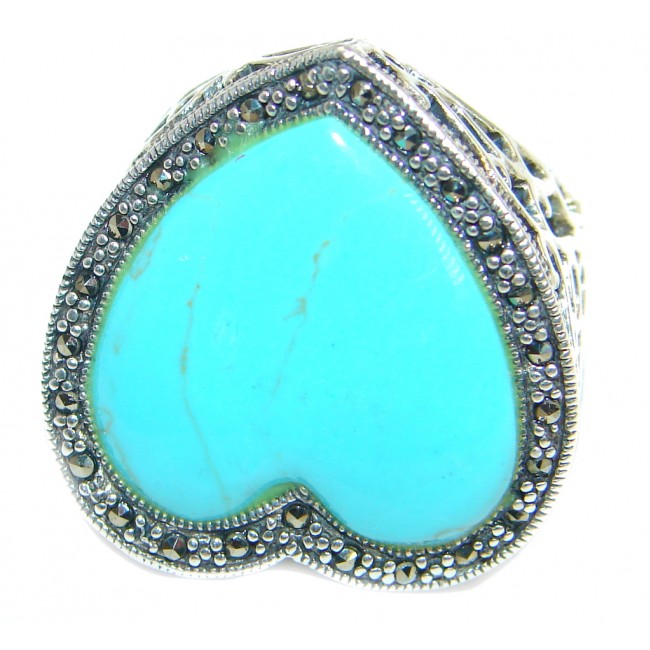 Classy Turquoise .925 Sterling Silver handmade Ring size 8