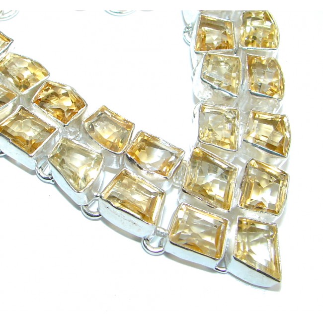 Luxurious Natural Rich Yellow Citrine .925 Sterling Silver handcrafted Necklace