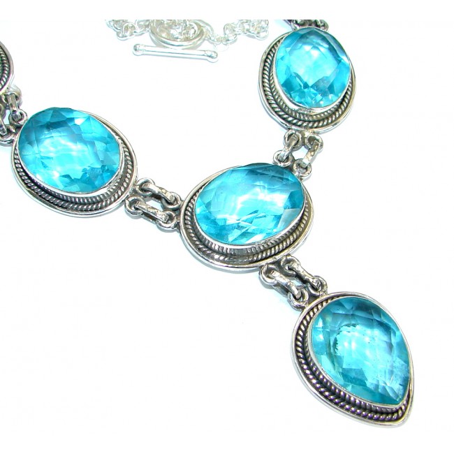 Blue Quartz .925 Sterling Silver handmade Necklace