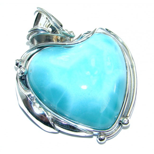Heart Genuine Larimar .925 Sterling Silver handmade pendant