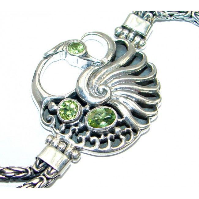 Swan Peridot .925 Sterling Silver handcrafted Bracelet